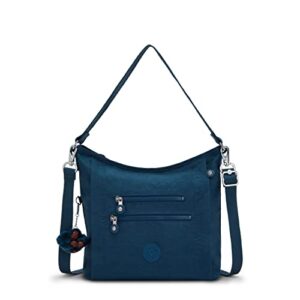 kipling women's belammie handbag, organize accessories, spacious interior, removable shoulder strap, nylon travel bag, night teal tonal