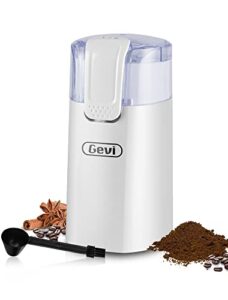 gevi coffee grinder, electric coffee grinder, quiet grinder with staninless steel blade for coffee beans, peanut, beans, spice, nuts and more, with 2-in-1 brush&spoon