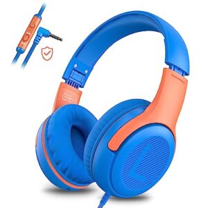 awatrue kids headphones wired toddler headphones with microphone, over-ear headphones, 85/94db volume-limiting, 3.5mm jack, foldable on-ear design - safe & comfortable for learning & entertainment