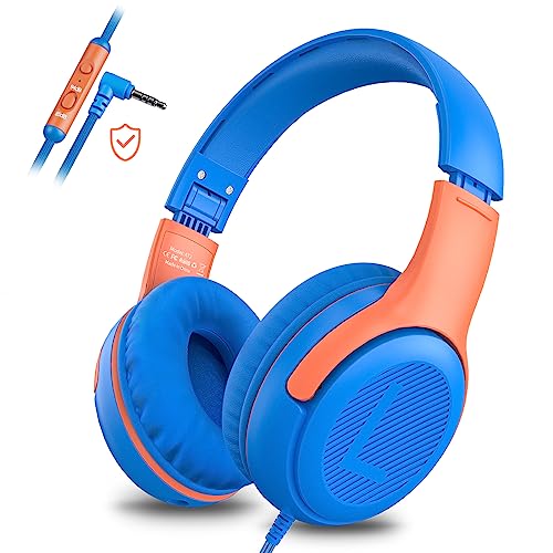 awatrue Kids Headphones Wired Toddler Headphones with Microphone, Over-Ear Headphones, 85/94dB Volume-Limiting, 3.5mm Jack, Foldable On-Ear Design - Safe & Comfortable for Learning & Entertainment