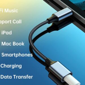 MOIPO Lightning Female to USB C Male Audio Adapter,USB C to Lightning Audio Adapter Use with iPad/MacBook/USB C Phones to Lightning Headphones for Call/Music/Video, Not Support Charging nor Data