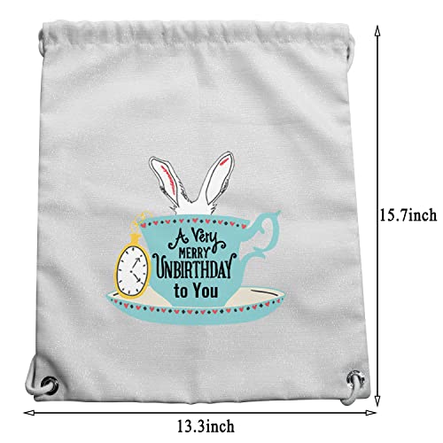 BDPWSS Movie Inspired Drawstring Backpacks A Very Merry Unbirthday To You Book Themed Gift Daughter Birthday Gift (Unbirthday to you Sbp)