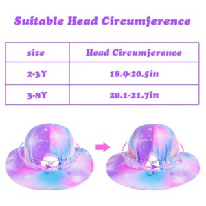 Kids Sun Hat for Girls Unicorn Bucket Hats UV Protection Summer Hat for Kids Wide Brim Fishing Hat 2-8 Years Blue Purple