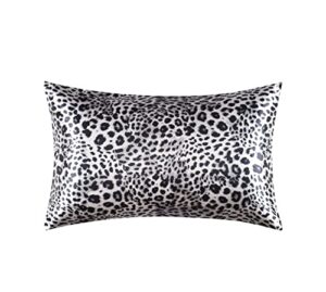 alexandra's secret home collection satin pillowcase for hair and skin, pack of 2 - feels like real silk pillow cover - satin pillow cases set of 2 with zipper closure (leopard silver, queen)