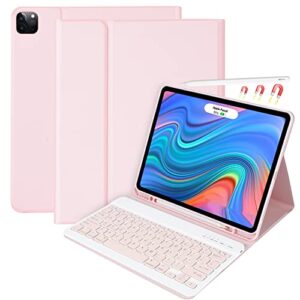 ipad pro 12.9 inch 2022 case with keyboard,keyboard case(for 12.9-inch ipad pro 6th/5th/4th/3rd generation) with smart magic wireless keyboard-bulit-in pencil holder-auto sleep/wake function,pink