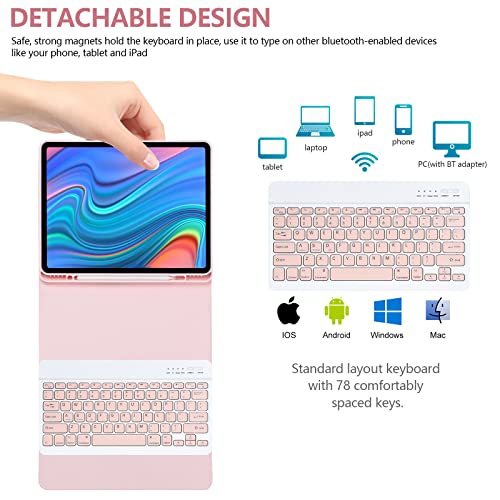 iPad Pro 12.9 inch 2022 Case with Keyboard,Keyboard Case(for 12.9-inch iPad Pro 6th/5th/4th/3rd Generation) with Smart Magic Wireless Keyboard-Bulit-in Pencil Holder-Auto Sleep/Wake Function,Pink