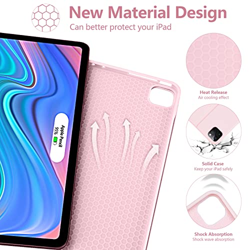 iPad Pro 12.9 inch 2022 Case with Keyboard,Keyboard Case(for 12.9-inch iPad Pro 6th/5th/4th/3rd Generation) with Smart Magic Wireless Keyboard-Bulit-in Pencil Holder-Auto Sleep/Wake Function,Pink
