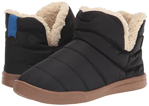 Dearfoams Women's Dara Nylon Sport Lounge Bootie Slipper, Black, Large