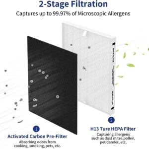 3 Packs 115115 True HEPA Replacement Filter A Compatible with Winix PlasmaWave C535, 5300-2, 6300-2, 5300, 6300, P300,9000, 5000, 5000B Purifier Fellowes AeraMax 290 300 DX95 with 9 Carbon Pre-filters