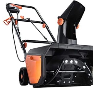 Kapoo Snow Thrower, Black & Orange 18 Inch Electric Snow Blower, 13 Amp, Steel Auger, 180° Rotatable Chute and Overload Protection bb17