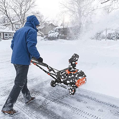 Kapoo Snow Thrower, Black & Orange 18 Inch Electric Snow Blower, 13 Amp, Steel Auger, 180° Rotatable Chute and Overload Protection bb17