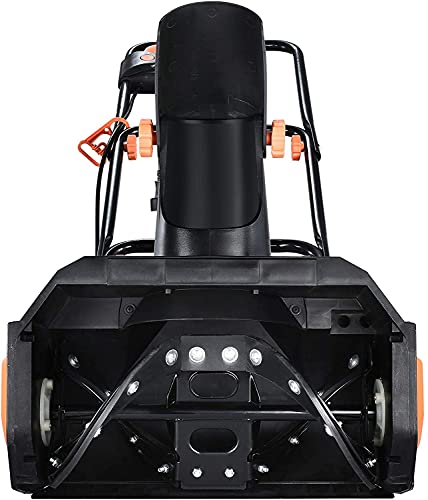 Kapoo Snow Thrower, Black & Orange 18 Inch Electric Snow Blower, 13 Amp, Steel Auger, 180° Rotatable Chute and Overload Protection bb17