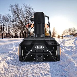 Kapoo Snow Thrower, 18 Inch Electric Snow Blower, 13 Amp, Overload Protection, Steel Auger and 180° Rotatable Chute, Black & Orange bb02