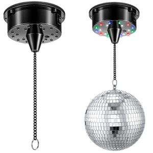 6rpm rotating disco ball mount electric motor with lights 4 colors for 6 8 12 inch (not included) 2 mode christmas party djs bands pubs weddings night clubs (battery style)