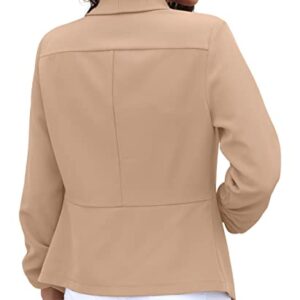 GRECERELLE Women's Office Blazer Jackets Long Sleeve Open Front Cardigan Casual Cropped Blazer Work for Women Khaki-10