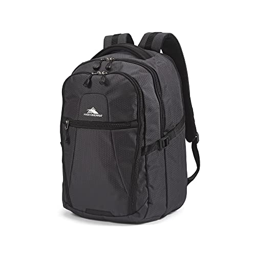 High Sierra Fairlead Zipper Closure Laptop Computer Travel Backpack with Padded Straps, Luggage Strap, and Water Bottle Pocket, Mercury Black