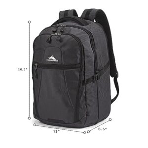 High Sierra Fairlead Zipper Closure Laptop Computer Travel Backpack with Padded Straps, Luggage Strap, and Water Bottle Pocket, Mercury Black