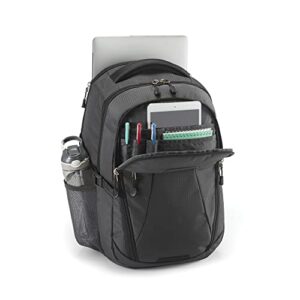 High Sierra Fairlead Zipper Closure Laptop Computer Travel Backpack with Padded Straps, Luggage Strap, and Water Bottle Pocket, Mercury Black