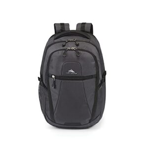 High Sierra Fairlead Zipper Closure Laptop Computer Travel Backpack with Padded Straps, Luggage Strap, and Water Bottle Pocket, Mercury Black