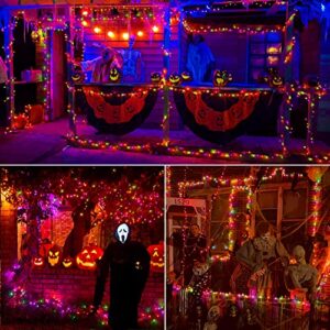 Brizled Mini Halloween Lights, 78.74ft 240 LED String Lights Connectable, 8 Modes Outdoor Halloween Lights, Halloween Tree Lights with Timer for Halloween Carnival Party Decor, Purple & Green & Orange