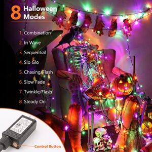 Brizled Mini Halloween Lights, 78.74ft 240 LED String Lights Connectable, 8 Modes Outdoor Halloween Lights, Halloween Tree Lights with Timer for Halloween Carnival Party Decor, Purple & Green & Orange