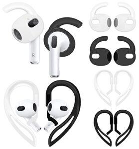 iiexcel 4 pairs anti slip kit compatible with airpods 3rd gen, silicone sport ear hooks and 360° rotation adjustable length outdoor earhooks grip ear tips wing buds holder for new airpod 3-4x1