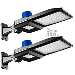 bulbeats 320w led parking lot lights(44800lm eqv 1200w hps) 5000k led pole lights with photocell led parking lot lights outdoor pole mount energy saving 2400kw*2/y(5hrs/day) -2pack 7yrs warranty