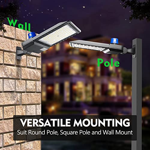 bulbeats 320W LED Parking Lot Lights(44800Lm Eqv 1200W HPS) 5000K LED Pole Lights with Photocell LED Parking Lot Lights Outdoor Pole Mount Energy Saving 2400KW*2/Y(5Hrs/Day) -2Pack 7Yrs Warranty