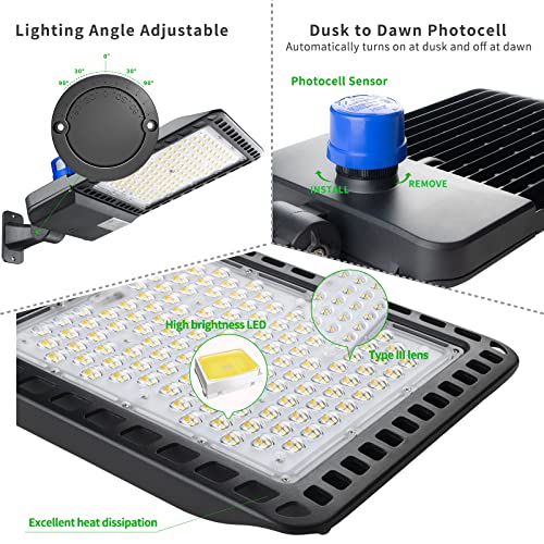 bulbeats 320W LED Parking Lot Lights(44800Lm Eqv 1200W HPS) 5000K LED Pole Lights with Photocell LED Parking Lot Lights Outdoor Pole Mount Energy Saving 2400KW*2/Y(5Hrs/Day) -2Pack 7Yrs Warranty