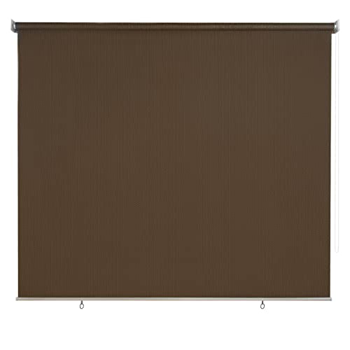 CICADA SPEECH Outdoor Roller Shade Roll Up Shade Cloth Patio Blinds for Deck Porch Balcony Backyard (8' W X 6' L), Coffee…