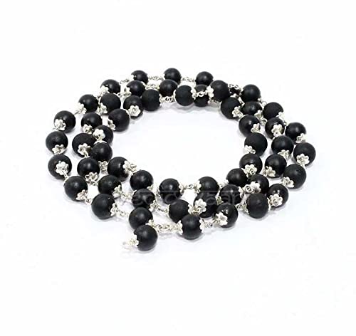 Shaligram Mala Collection, 8mm Sacred Stone Black Round Bead Mala For Both Porpose One can Wear or for Worshipping, Japa Beads Stone Necklace