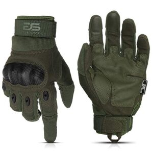 glove station - tactical shooting hard knuckle gloves for men and woman with touchscreen fingers - durable and comfortable hand-gear for outdoor work shooting and hunting - green/x-large