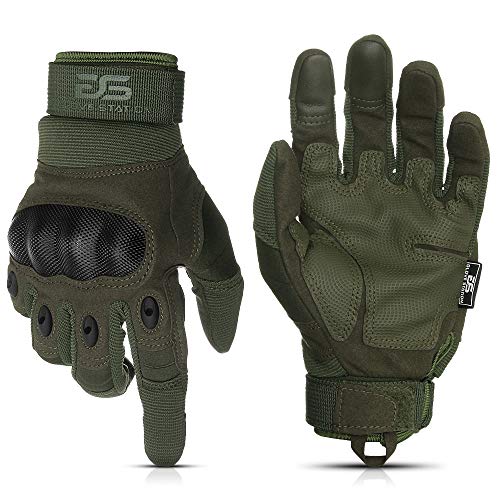 Glove Station - Tactical Shooting Hard Knuckle Gloves for Men and Woman with Touchscreen Fingers - Durable and Comfortable Hand-Gear for Outdoor Work Shooting and Hunting - Green/X-Large