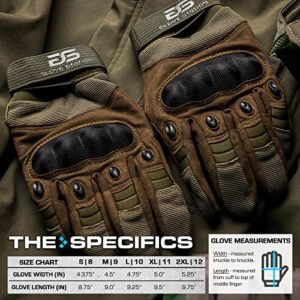 Glove Station - Tactical Shooting Hard Knuckle Gloves for Men and Woman with Touchscreen Fingers - Durable and Comfortable Hand-Gear for Outdoor Work Shooting and Hunting - Green/X-Large