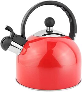 tea kettle whistling tea pots camping coffee pot stove top kettle whistling-surgical stainless steel teapot for all stovetops ergonomic handle chihen220114(color:red;size:2.5l)
