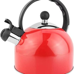 Tea Kettle Whistling Tea Pots Camping coffee pot Stove Top Kettle Whistling-Surgical Stainless Steel Teapot for All Stovetops Ergonomic Handle Chihen220114(Color:Red;Size:2.5L)