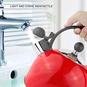 Tea Kettle Whistling Tea Pots Camping coffee pot Stove Top Kettle Whistling-Surgical Stainless Steel Teapot for All Stovetops Ergonomic Handle Chihen220114(Color:Red;Size:2.5L)