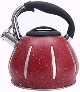 tea kettle whistling tea pots red stainless steel whistling tea kettle camping kettles with heat-resistant handle for tea coffee milk chihen220114(color:red;size:3l)