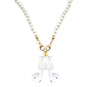 airpod strap necklace holder magnetic, anti-lost pearl lanyard cord for neck compatible with airpods 1/2/pro