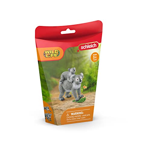 Schleich Wild Life, Australian Animal Toys for Kids, Koala Mother with Baby Koala 3-Piece Set, Ages 3+