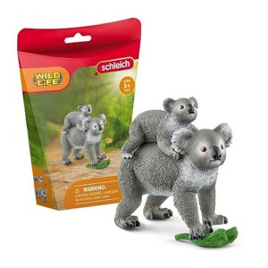 schleich wild life, australian animal toys for kids, koala mother with baby koala 3-piece set, ages 3+