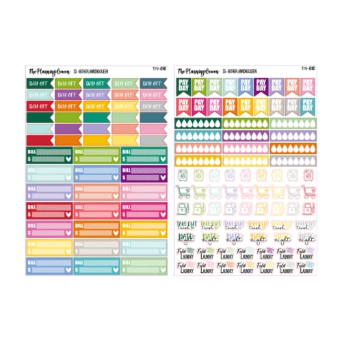 Productivity Sticker Bundle, 850+ stickers, adult calender stickers, variety sticker pack, journal and calendar, Accessories for planning, six sticker sheets per pack!