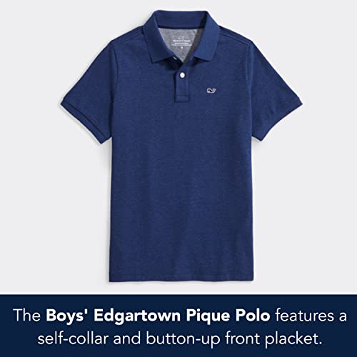 vineyard vines Boys' Edgartown Short Sleeve Pique Polo, Deep Bay, 4