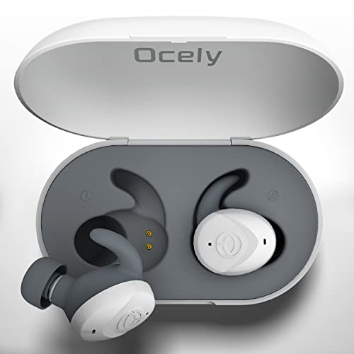 OCELY Wireless Sports Earbuds, [Lilt Series] Bluetooth 5.2 Ear Bud Headphone, Noise Isolation, Transparency, Gaming Mode, IPX7 Waterproof, ENC, Clear Calls, 24H with Charging Case, White