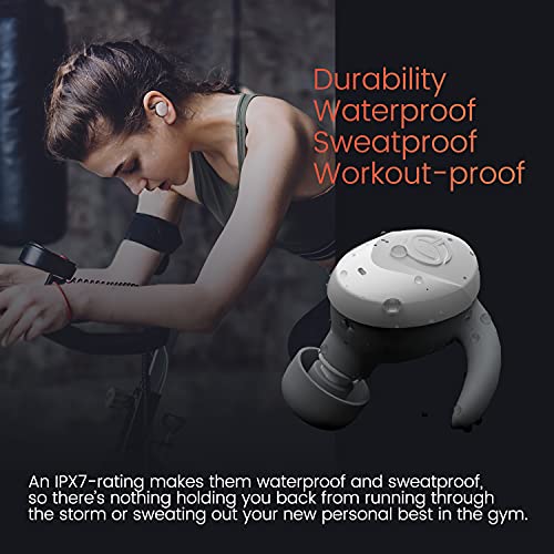 OCELY Wireless Sports Earbuds, [Lilt Series] Bluetooth 5.2 Ear Bud Headphone, Noise Isolation, Transparency, Gaming Mode, IPX7 Waterproof, ENC, Clear Calls, 24H with Charging Case, White