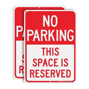 faittoo no parking this space is reserved sign, 2-pack 14 x 10 inch reflective aluminum sign, uv protected and weatherproof, durable ink, easy to install and read, indoor/ outdoors use