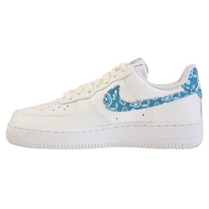 nike women's air force 1 '07 shoes, white/blue paisley, 9.5