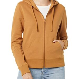 Amazon Essentials Women's French Terry Fleece Full-Zip Hoodie (Available in Plus Size), Dark Camel, Medium