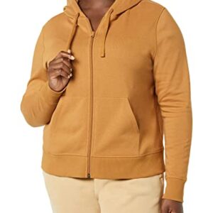 Amazon Essentials Women's French Terry Fleece Full-Zip Hoodie (Available in Plus Size), Dark Camel, Medium