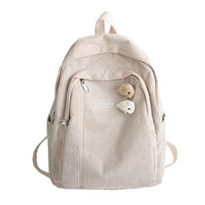 mbvbn corduroy school backpack, casual travel laptop backpack, cute student bookbag for girls women, khaki